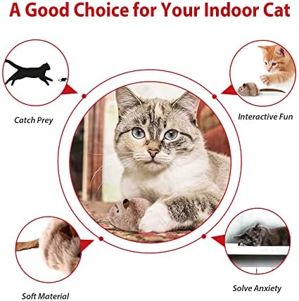 Gigwi Interactive Cat Set - Squeaky Feather Toys for Indoor Cats, 3PCS Plush Pack Including Mouse Hunt, Chase Bird, and Chirping Bee - Image 2