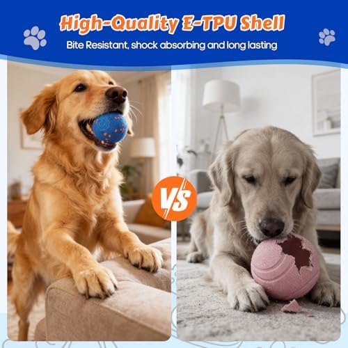 Interactive Dog Toys Ball with Chew-Resistant E-TPU Material, Smart Automatic Rolling Ball Toys for Small, Medium & Large Dogs, 2 Modes Rechargeable Moving Bouncing Dog Ball - Image 5