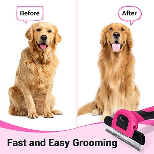 MIU COLOR Pet Grooming Brush, Deshedding Tool for Dogs & Cats, Hot Pink - Image 4