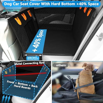 Dog Car Seat for Large Medium Dogs, Hard Bottom Back Seat Extender for Dogs with Soft Removable Blanket, Non-Slip Dog Car Hammock Turn into Soft Pet Travel Bed,Half Pet Seat for Car SUV Truck(Black) - Image 2