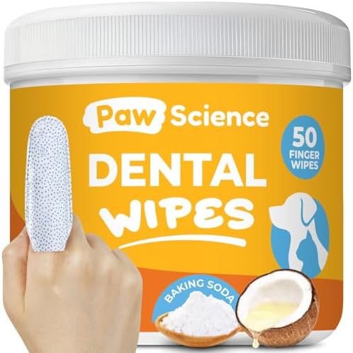 Paw Science Dog & Cat Teeth Cleaning Wipes - Dental Finger Wipes for Cats & Dogs - Pet Toothbrush & Tooth Brushing Kit - Effective Teeth Cleaner (Unscented) by PawScience