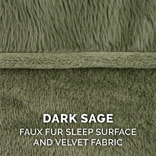 Furhaven Pillow Dog Bed for Medium/Small Dogs w/ Removable Bolsters & Washable Cover - Faux Fur & Velvet Sofa - Dark Sage, Medium - Image 4