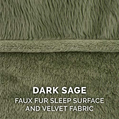 Furhaven Pillow Dog Bed for Medium/Small Dogs w/ Removable Bolsters & Washable Cover - Faux Fur & Velvet Sofa - Dark Sage, Medium - Image 4