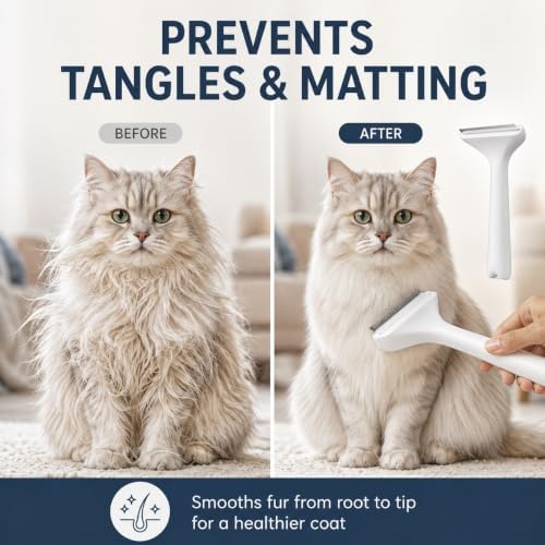 Pet Shedding Comb - Safe ABS Material Deshedding Brush, V-Shaped 1mm Close Teeth, Gentle on Skin, Effortlessly Removes Loose Undercoat & Prevents Matting, Suitable for All Fur Types - Image 5