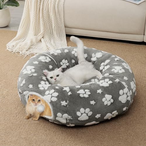 Cute Round Cat Tunnel for Indoor Cats, Grey - Image 5