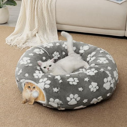 Cute Round Cat Tunnel for Indoor Cats, Grey - Image 5