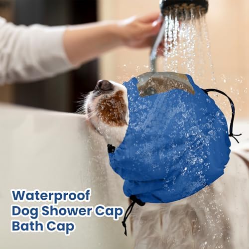 Nanaki Adjustable Shower Caps for Dogs Ear Covers for Bath, Shower Cap Reusable Waterproof, Dog Ear Muffs Snood Protection for Head Protection Hair Cap Bathing Grooming Swimming - Image 2