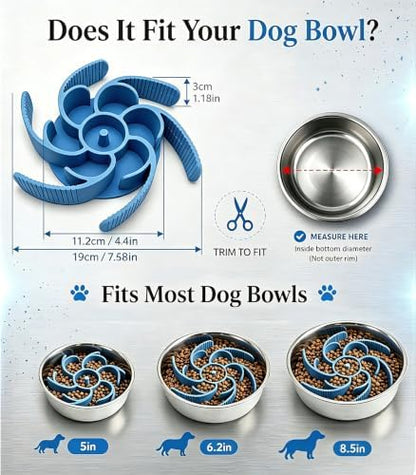 Slow Feeder Dog Bowls Insert Cuttable to fit 4.4"-7.5" Bowls Blue - Image 3