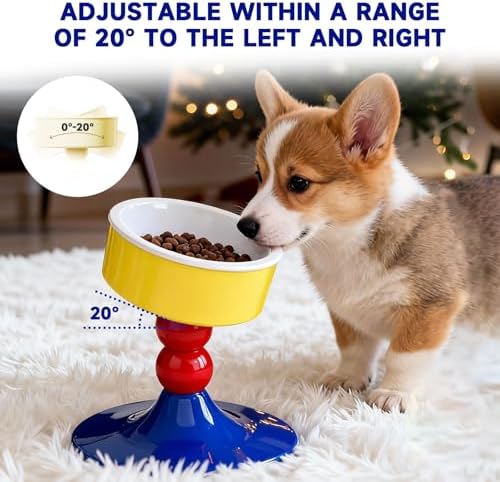 Cat Food and Water Bowls,Raised Cat Bowl,Three Adjustable Height Options, 20° Tiltable, 360° Rotatable, Raised Pet Bowl.Suitable for Small Dogs, Kittens, and Adult Cats.1 Piece, Color: Colorful - Image 6