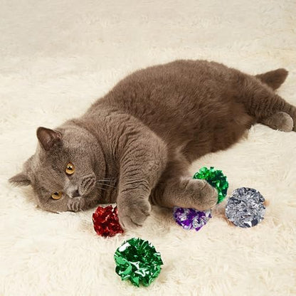 Andiker Cat Crinkle Balls, 2.36 Inches 6 Colors 12pcs Cat Balls Chew and Chase Kitten Mylar Crinkle Ball Lightweight Cats Toys for Indoor Cats to Keep Fit and Active(12pcs) - Image 5