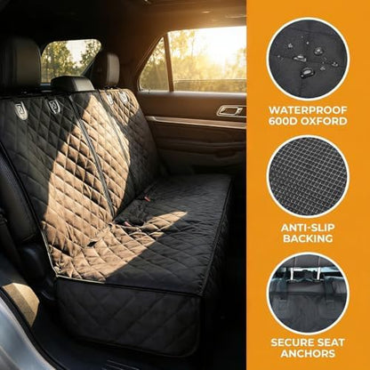 Dog Car Seat Cover for Back Seat, Waterproof Non-Slip Automotive Pet Bench Seat Pad Cover, Soft Vehicle Dog Middle Armrest Pet Backseat Bed Mat Protector, Universal Fit (Black) - Image 3