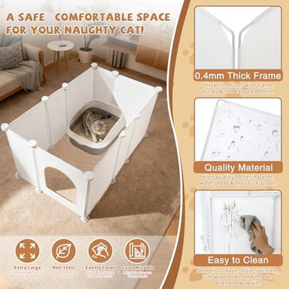 FHTONGE Extra Large Cat Litter Box Enclosure with Door, Protect Wall Floor - Image 4