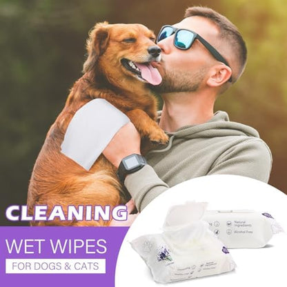 Treela 10 Pack Dog Pet Wipes, 80 Count Paws Body, Lavender - Image 6