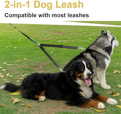 MingXpet Double Dog Leash for Two Dogs, No Pull Dog Leash, 360° Swivel No Tangle for Large Dogs Walking & Training, Shock Absorbing Reflective Bungee, Black - Image 6
