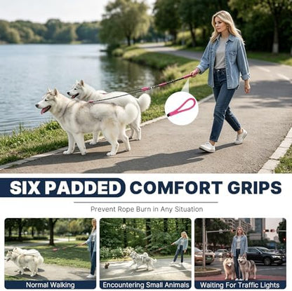 Pieviev Double Dog Leash for 2 Medium&Large Dogs, Longer Coupler, No Tangle - Image 4