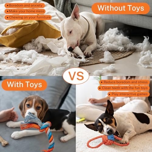 Toozey 8 Pack Small Dog Toys, Squeaky Plush Puppy Toys & Durable Rope Toys - Image 7