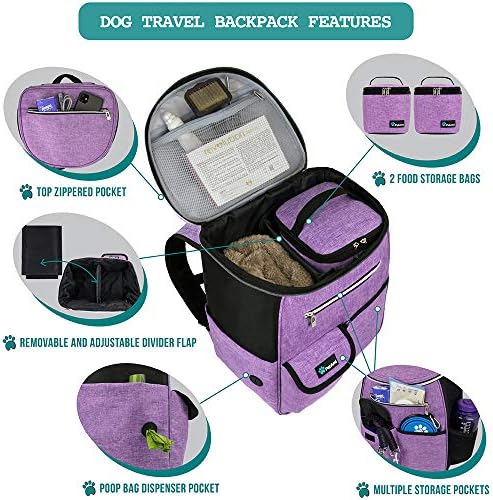 PetAmi Dog Travel Backpack 27L Airline Approved Pet Supplies Bag, Purple - Image 3