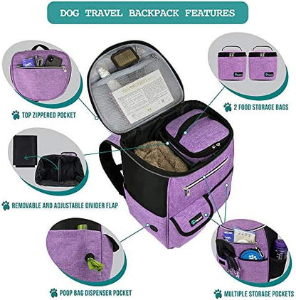 PetAmi Dog Travel Backpack 27L Airline Approved Pet Supplies Bag, Purple - Image 3