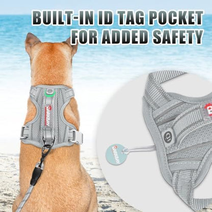 BARKBAY No Pull Dog Harness Large Reflective Dog Harness with Front Clip and Easy Control Handle for Walking Training Running with ID tag Pocket(Grey,XL) - Image 2