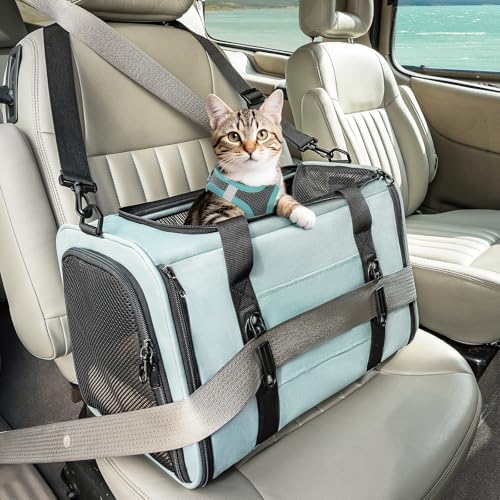 PETSFIT Cat Carrier Soft with Patented Safety Buckles, Safe for Car Travel by Petsfit