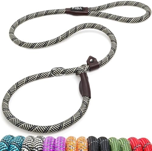 Fida Durable Slip Lead Dog Leash, 4 FT x 1/2" Dog Training Leash, Grey by Fida