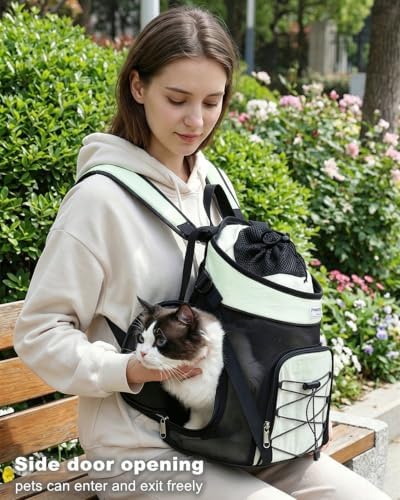 Pet Dog Carrier Backpack Small Dog Medium Cats Front Backpack with Storage Pockets,Adjustable Straps,Ventilated for Hiking Camping Travel,Max 14 lbs (Light Green) - Image 5