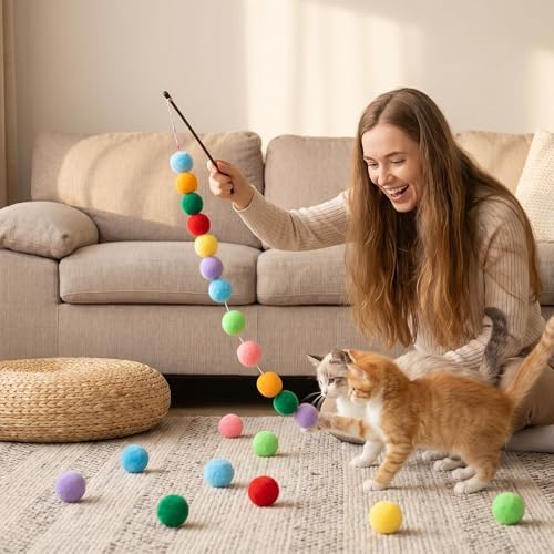 30 Pcs Premium Silent Cat Pom Pom Balls, 1.2in Cat Toy Ball - Image 4