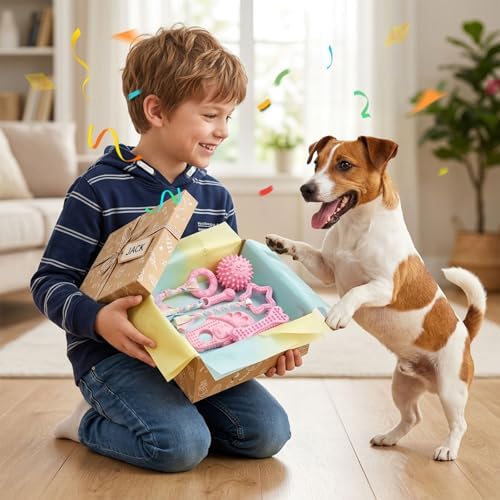 Puppy Chew Toys 6 Pack for Small Dogs, Teething Toys for Puppy Easy Clean Rubber Bone Star Stick Donut Slipper Spiky Ball Set for Small Breed Teething Relief (Dogbed not Included) - Image 7