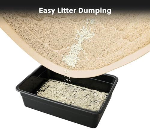 WePet Cat Litter Box Mat, Kitty Premium PVC Pad, Durable Trapping Rug, Phthalate Free, Urine-Resistant, Scatter Control, L 35 x 23 Inch, Beige - Image 6