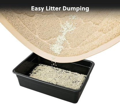 WePet Cat Litter Box Mat, Kitty Premium PVC Pad, Durable Trapping Rug, Phthalate Free, Urine-Resistant, Scatter Control, L 35 x 23 Inch, Beige - Image 6