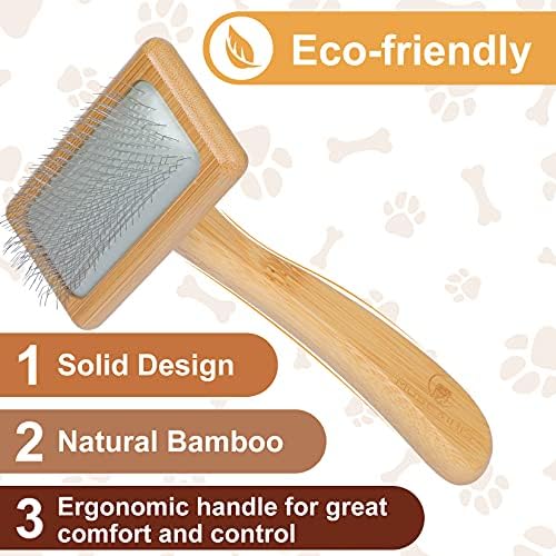 Muse&Iris Dog & Cat brush, Pet Slicker Brush with Bamboo Handle for Large Medium & Short Hair Elegant Grooming Comb for Removing Shedding, Tangles and Dirt - Image 4