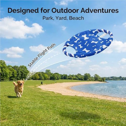 Dog Rope Flying Disc Toy with Squeaker | Durable Canvas Center & Braided Cotton Rope Ring | 2-in-1 Fetch & Tug Interactive Toy for Small & Medium Dogs | 9 Inch - Image 5