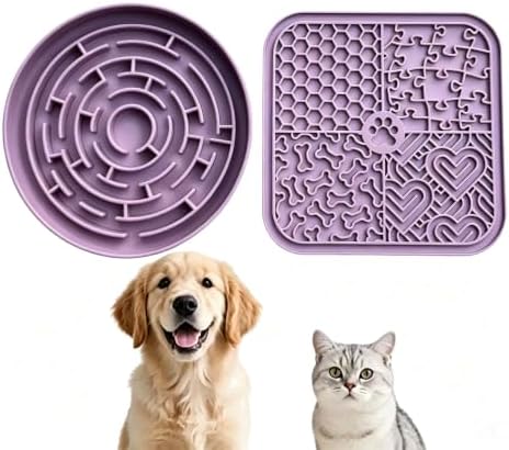 YCT Dog Cat Lick Mat and Slow Feeder Bowl Set, Thickened Food Grade Silicone with Strong Suction Cups, Anxiety Relief Calming Lick Pad for Bathing Grooming Training by YCT
