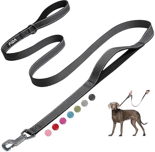 Fida Heavy Duty Dog Leash for Medium Large Dogs, 6 FT, Dual Padded Handles by Fida