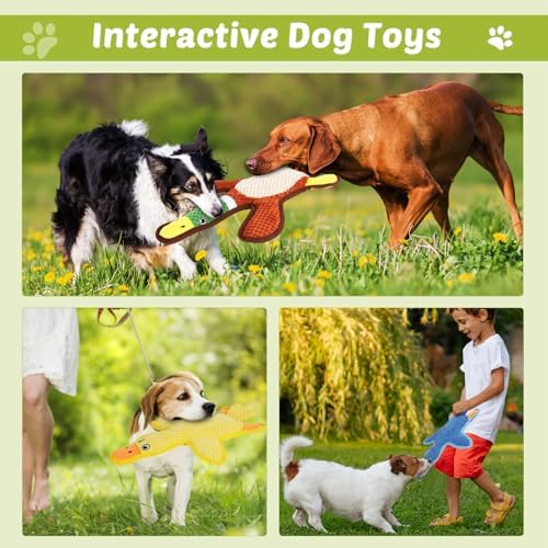 Dog Toys 3-Pack Cute Duck Shapes Puppy Toys No-Stuffing Squeaky and Crinkle Interactive Dog Chew Toy for Small to Large Breeds - Image 6