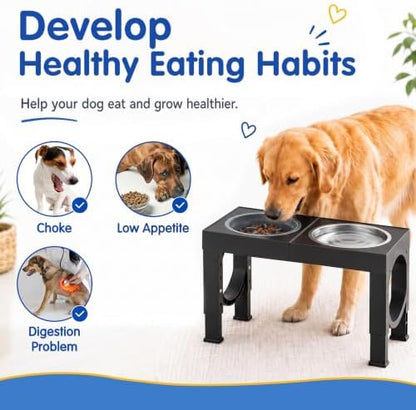 XIAZ Elevated Dog Bowls Large Breed Raised Dogs Bowl Stand Large/Medium Sized Dog Slow Feeder Dogs Bowls Food Water Stands 5 Heights Adjustable 9/11/12/14in Pet Feeder Dish Station - Image 4