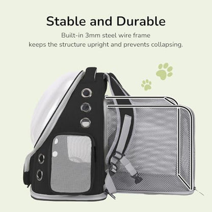 Cat Backpack Carrier for Large Cats, Expandable Cat Bubble Backpack, Dog Carriers for Small Medium Dogs, Airline Approved Pet Carrier for Travel Hiking Outdoor(Black) - Image 4