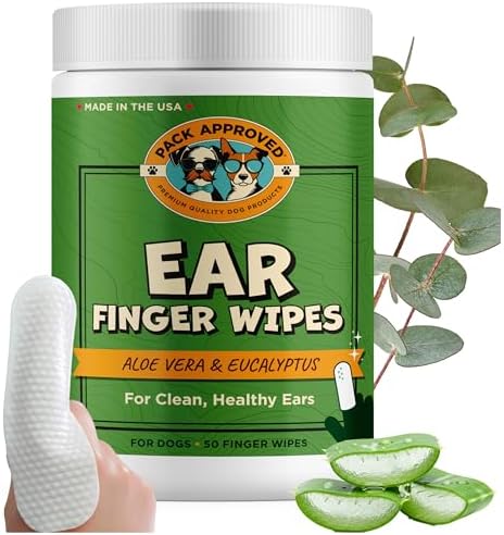 Pack Approved Finger Ear Wipes for Dogs with Aloe Vera & Eucalyptus - 50ct by PackApprovedDogTreats