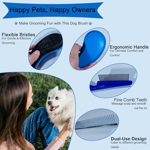 3 PCS Puppy Brush Grooming Kit (Blue) - Image 3