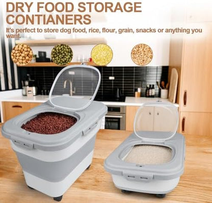 TIOVERY Dog Food Storage Container, 10-20lbs Collapsible Dog Cat Food Containers with Airtight Clear Flip-top，Rolling Wheel and Pet Food Scoop, Pet Food Storage Container Bin for Dog Cat Bird Pets - Image 7