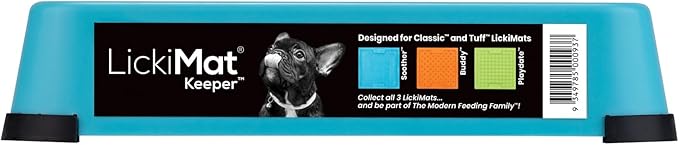 LICKIMAT Indoor Keeper Dog Feeding Station - Slow Feeder Lick Mat Keeper for Dogs Food, Treats, Yoghurt & Peanut Butter - Extend Licky Mats for Dogs into Full Feeder, Turquoise