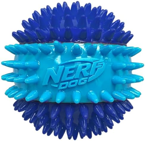 Nerf Dog 3.7in TPR 3-Part Spike Squeak Ball Dog Toy - Dark Blue/Light Blue (Pack of 2) - Image 2