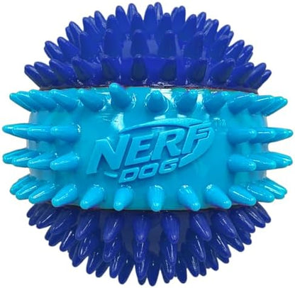 Nerf Dog 3.7in TPR 3-Part Spike Squeak Ball Dog Toy - Dark Blue/Light Blue (Pack of 2) - Image 2