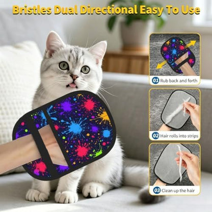 Tie-Dye Graffiti Pet Hair Removal Glove Brush Hair Remover Tool for Carpet - Image 6
