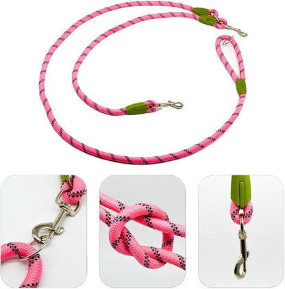 pawstrip Hands Free Dog Leash Crossbody Dog Running Leash Handsfree Pet Rope for Hiking Training Heavy Duty Reflective Pet Walking Belt (Pink)