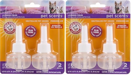 Arm & Hammer For Pets Scents Plug-in Scented Oil Refills in Lavender Fields, 4-Pack | Home Deodorizer For Pet Smells | Room Deodorizer for Homes with Pets, 0.67 Fl Oz x 2 by ArmHammer