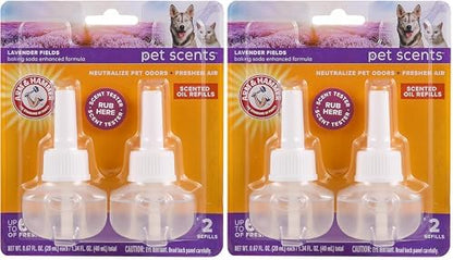 Arm & Hammer For Pets Scents Plug-in Scented Oil Refills in Lavender Fields, 4-Pack | Home Deodorizer For Pet Smells | Room Deodorizer for Homes with Pets, 0.67 Fl Oz x 2 by ArmHammer