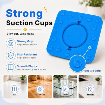 2-in-1 Slow Feeder Dog Bowl, Rolling Ball & Lick Mat, Large Blue - Image 5