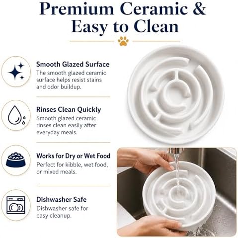 Ceramic Slow Feeder Dog Bowl 1.5 Cup Puzzle Dish for Small Medium Dogs - Image 4
