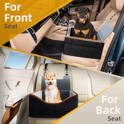 Dog Car Seat - Upgrade Super Soft Memory Foam Booster Car Seats for Small Medium Dogs, Dog Bed Washable with Storage Pockets Clip-On Safety Leash and Foam Filling Pet Travel Accessories up to 35lbs - Image 5
